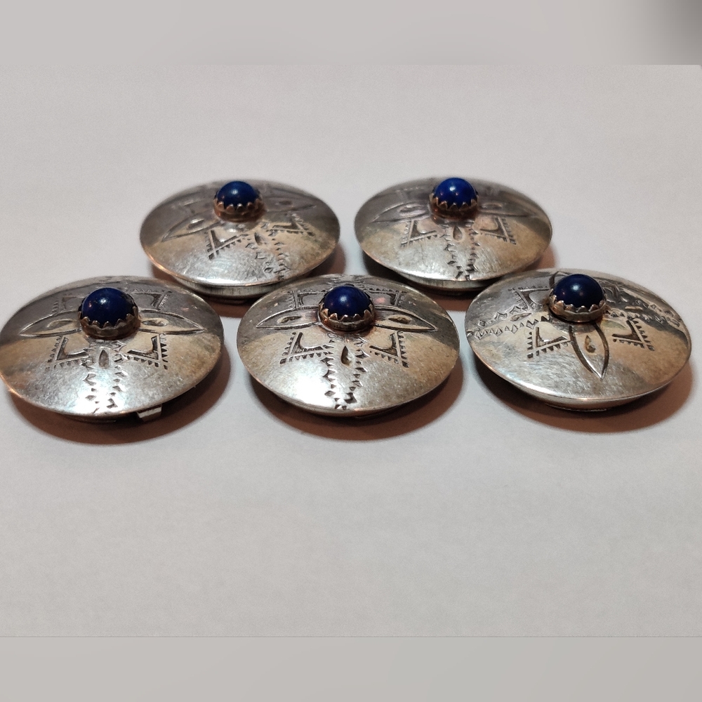 Vintage D/L Daniel Garcia Navajo Sterling Silver Button Covers - Picture 12 of 14